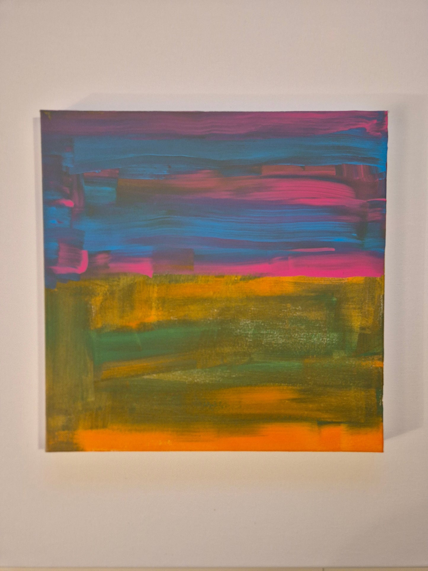 En himmel over landskap - Akrylmaleri i størrelse 30 x 30 cm