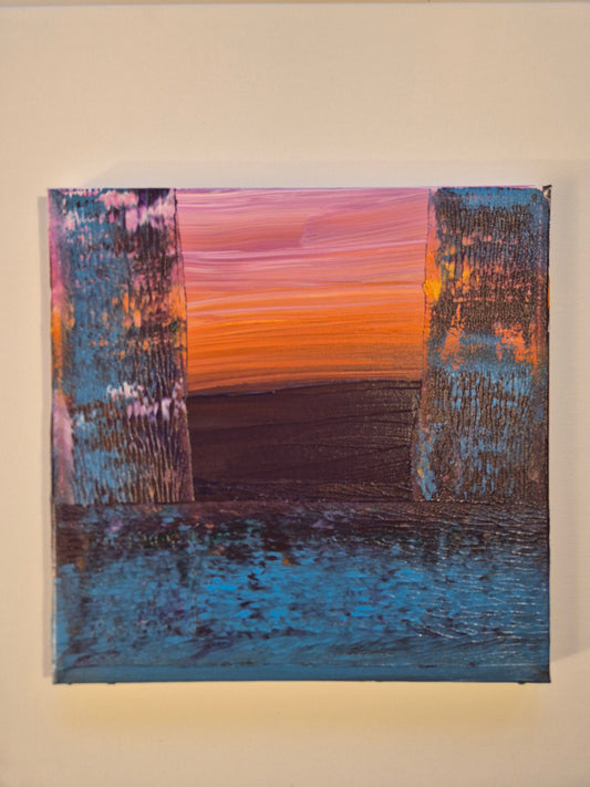 Porten, havet og en himmel - Akrylmaleri i størrelse 30 x 30 cm